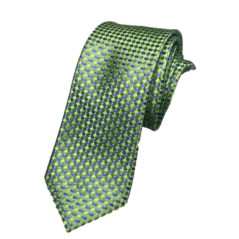 Michael by Michael Kors 100% Silk Tie Green Blue Basketweave preppy 60"x3"